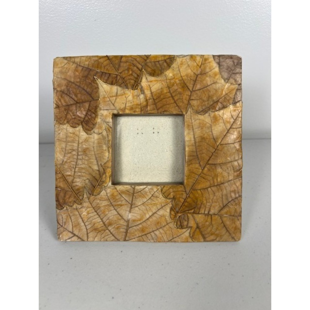 Fancy Frames Square Natural Leaf Overlay Tabletop Photo Frame 3x3 Window